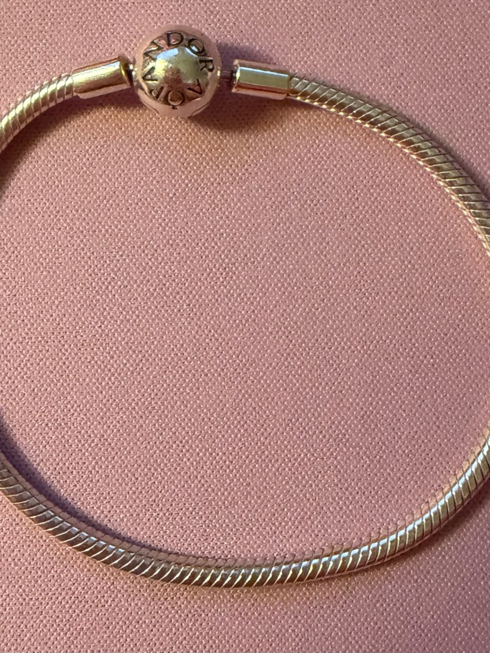 Pandora Sterling Silver 925 Snake Chain Charm Bracelet Bangle No Charms